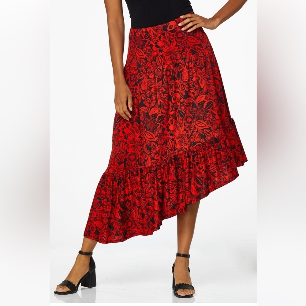 Floral Asymmetrical Skirt